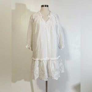 Tart White Mia Eyelet Ruffle Mini Dress Size Large